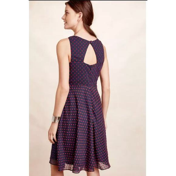 Anthropologie | NWT | Eva Franco Maryanne Navy/Red Dot Ruffle Dress | Size 4 - Picture 2 of 8